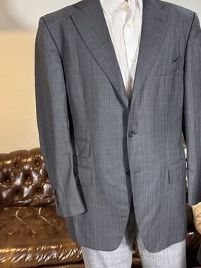Tom Ford Charcoal Striped Gray Wool Blazer Notch Lapel 52 42R
